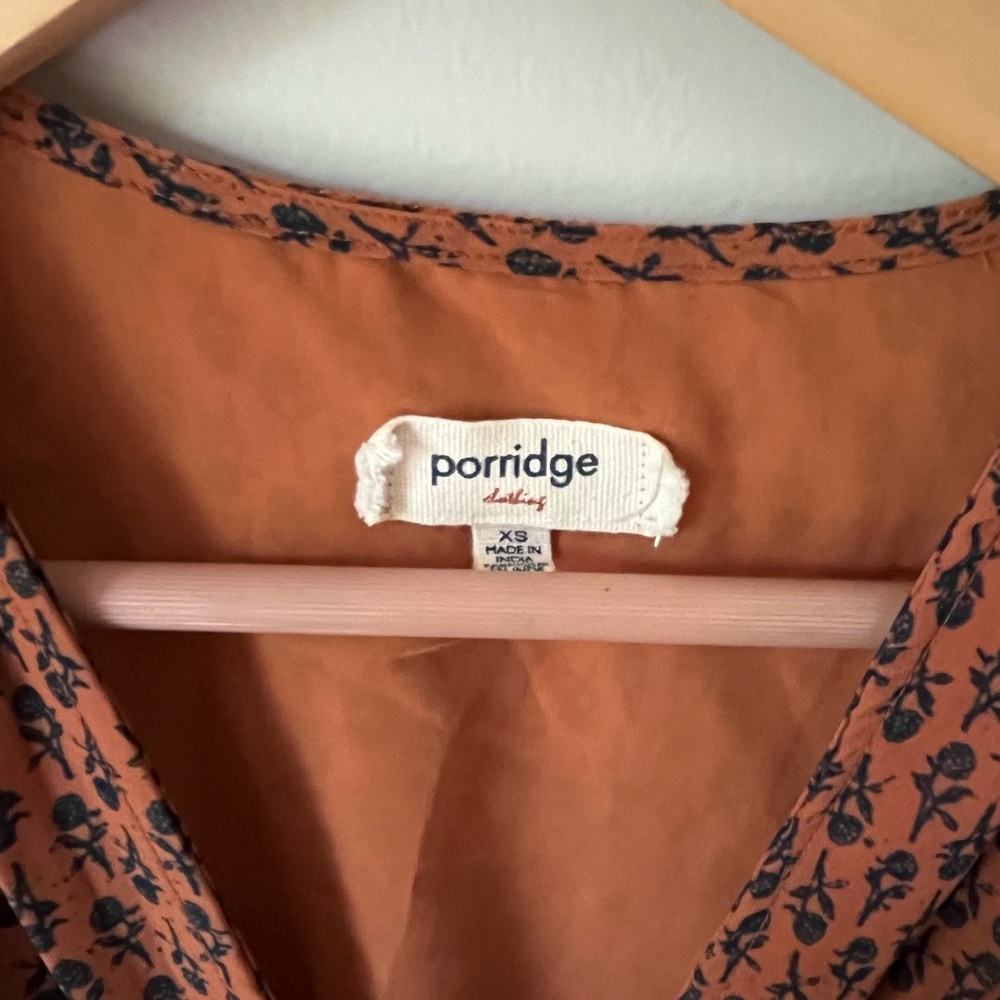 Anthropologie Rust Patterned Wrap Blouse - Picture 2 of 5